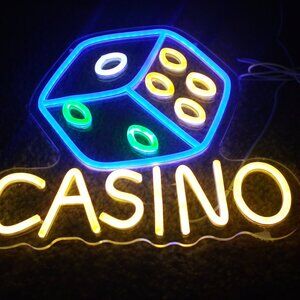 Casino Neon Sign Dimmable Dice Neon Sign Wall Decor Gift for Casino Bar Bedroom